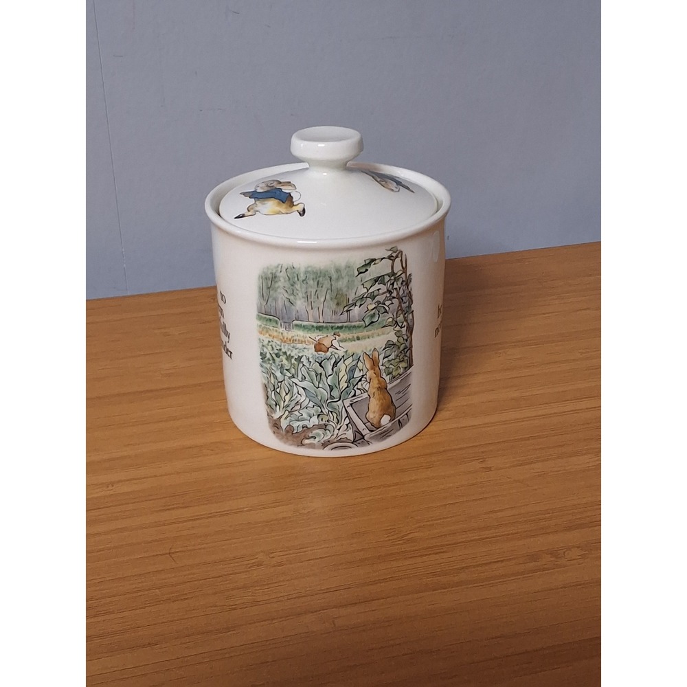 Wedgwood Peter Rabbit Lidded Jam Jar Sugar Bowl Beatrix Potter Made in England